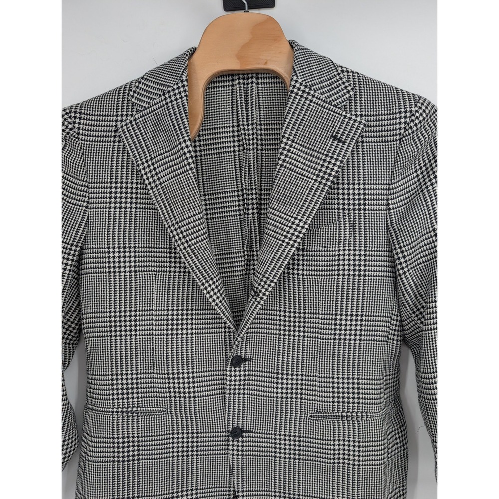 Suit Supply‎ Roma Jetted Black Checked Relaxed Fit Suit Blazer Linen Blend sz 44